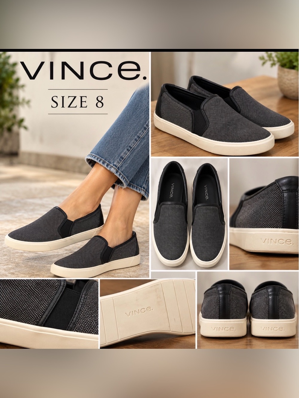 Vince Blair Women's Size 8 Black Textile Slip on loafer black size 8